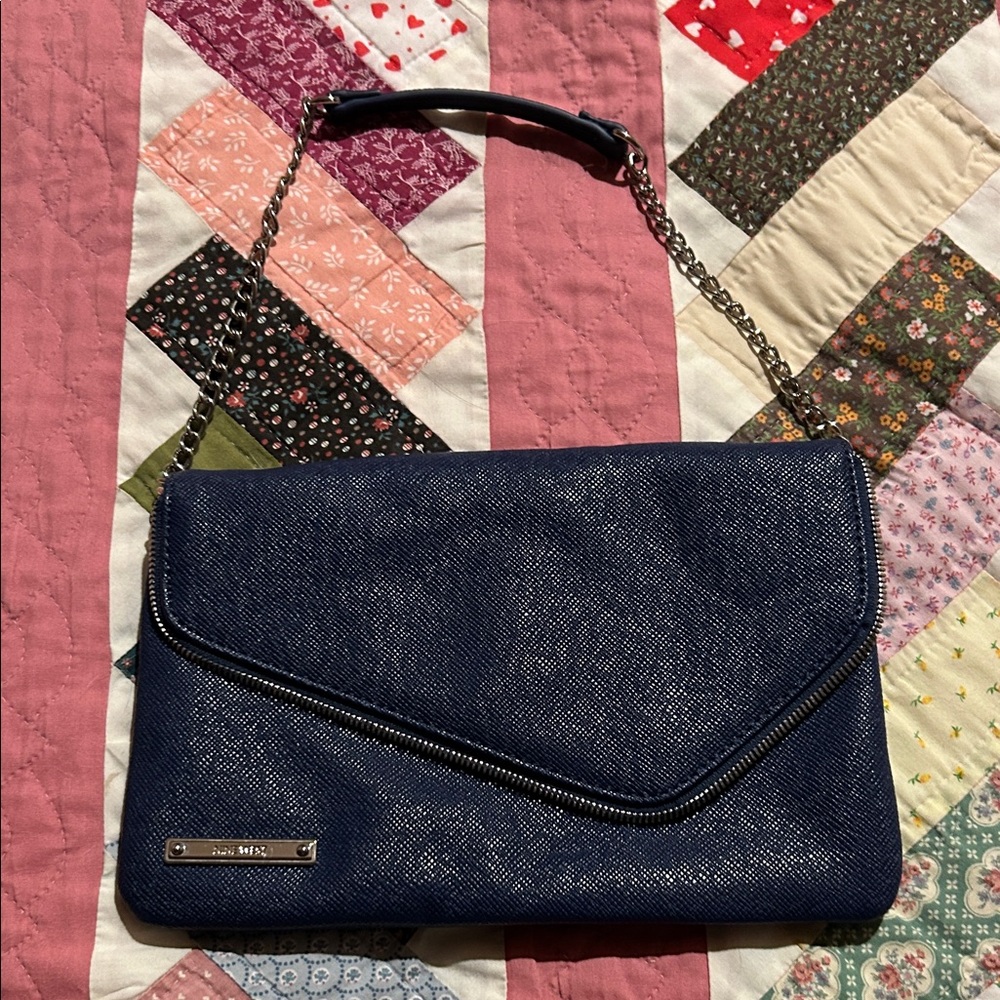 Navy Blue Leather Clutch